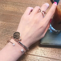 Bracelet en Acier Inoxydable avec Perles pour Femmes