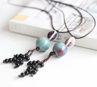 Collier Rétro avec Pendentif en Céramique pour Femmes