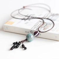 Collier Rétro avec Pendentif en Céramique pour Femmes