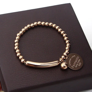 Bracelet en Acier Inoxydable avec Perles pour Femmes