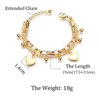 Stainless Steel Double Chain Charm Bracelet for Women