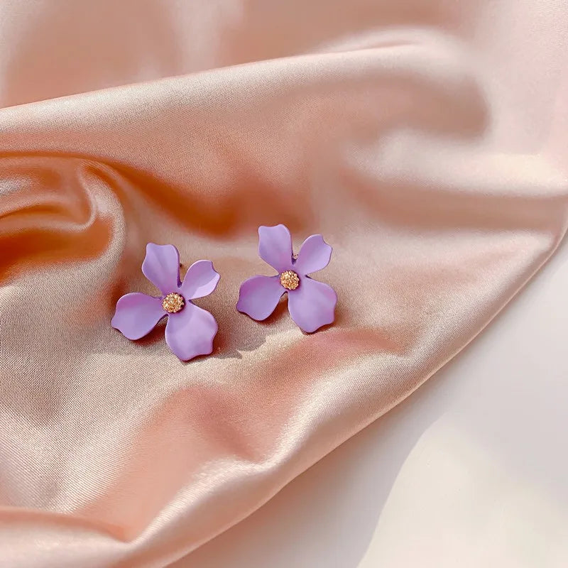 Boucles d'Oreilles Fleurs Coréennes 2024 - Accessoire Tendance et Coloré