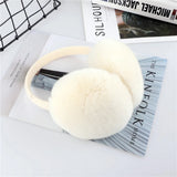 Cache-Oreilles Hiver Femme en Fourrure de Lapin Rex Style Mode Double Face