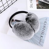 Cache-Oreilles Hiver Femme en Fourrure de Lapin Rex Style Mode Double Face