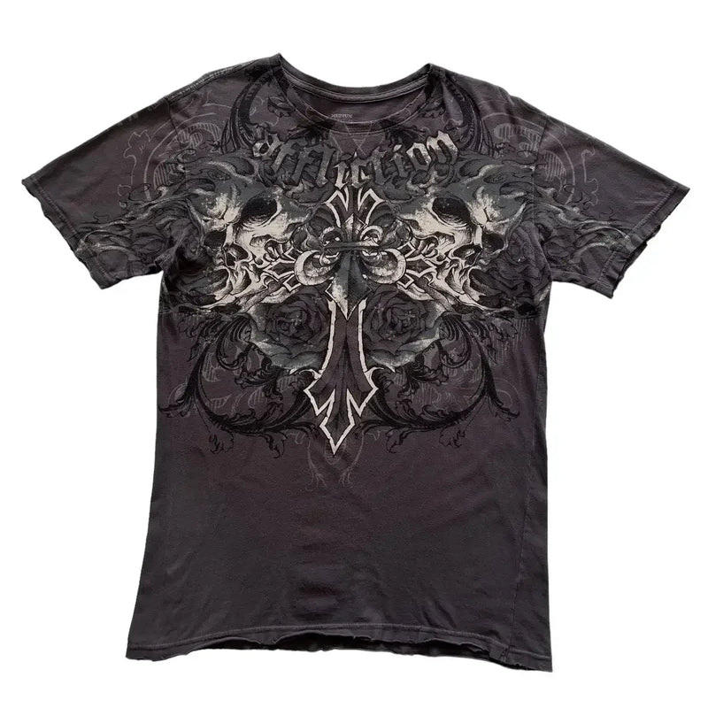 T-shirt oversized vintage punk hip hop imprimé graphique