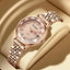 Montre Femme Luxe Or Rose Acier Inoxydable Scintillante