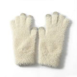 Gants En Cachemire Femme Hiver Tricotés Chauds Tactiles Cinq Doigts