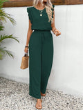 Ensemble Femme Été Haut Sans Manches Col O Pantalon Élastique