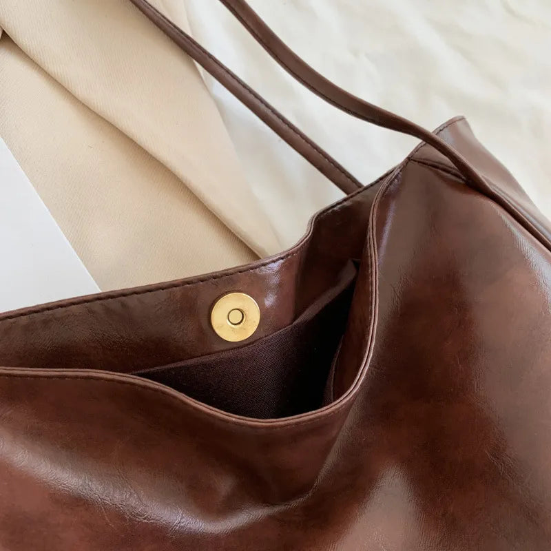 Retro Casual Soft Faux Leather Tote Bag