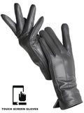 Gants Cuir Véritable Femme Hiver Fins Toucher Écran Doublure Velours Court