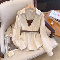 Chemise Élégante à Col en V Profond