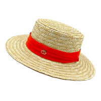 Chapeau en paille d'été à bord plat pour femme