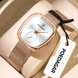 Montre POEDAGAR femme cadran blanc bracelet maille or rose