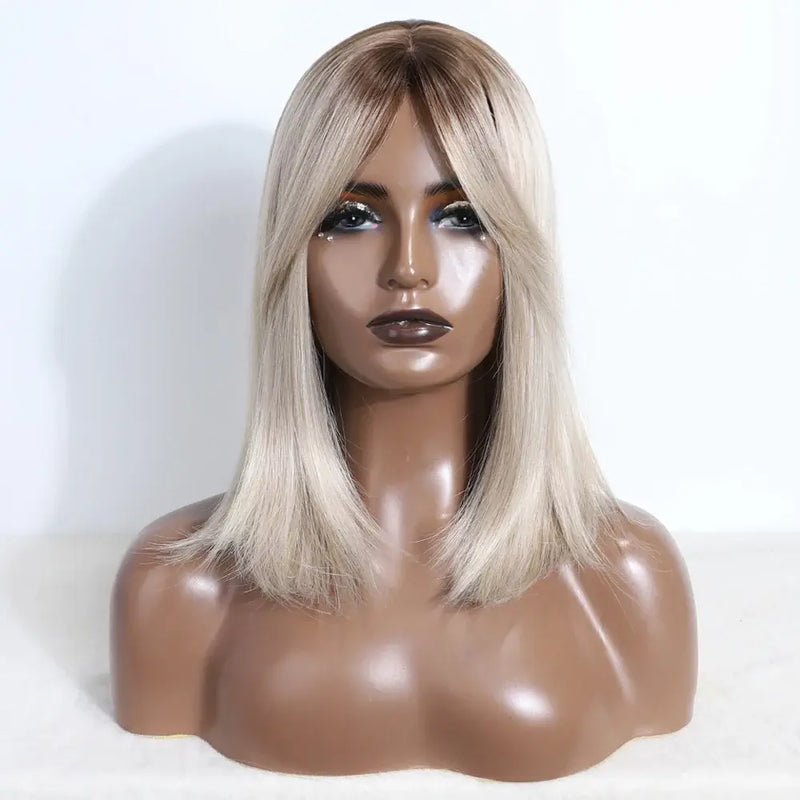 Perruque Bob Ombrée Blonde Moyenne avec Frange
