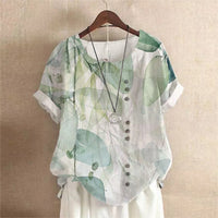Blouse Blanche Été Rétro en Coton et Chanvre