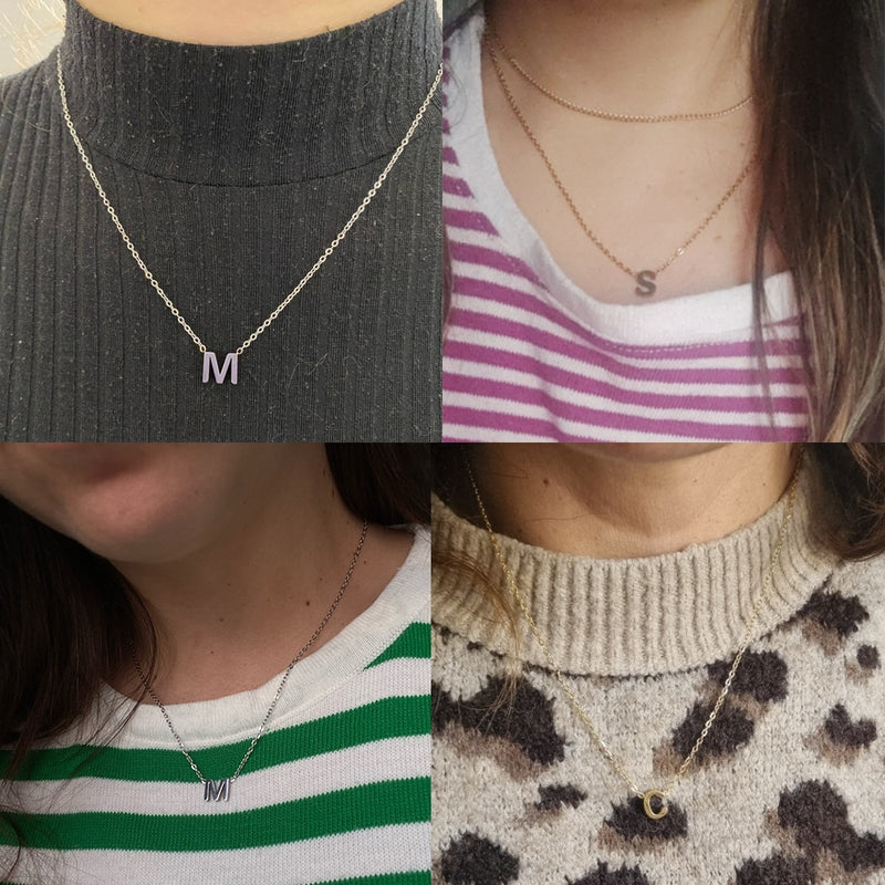 Personalized steel necklace with Initial for women