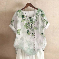 Blouse Blanche Été Rétro en Coton et Chanvre