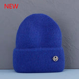 Bonnet Hiver Femme en Fourrure de Lapin Tricoté Chaud Style Minimaliste