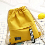 Sac à dos bohème en toile à cordon jaune vif avec porte-clés fashion