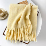 Écharpe Femme Hiver Mohair Mélangé Rose Style Simple et Doux Chaud Longue