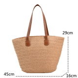 Sac cabas pour femme en paille tressée avec anse supérieure