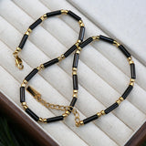 Collier Ras du Cou Élégant en Perles Tubulaires et Pierres Naturelles