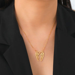 Collier avec pendentif ailes d'ange en acier inoxydable