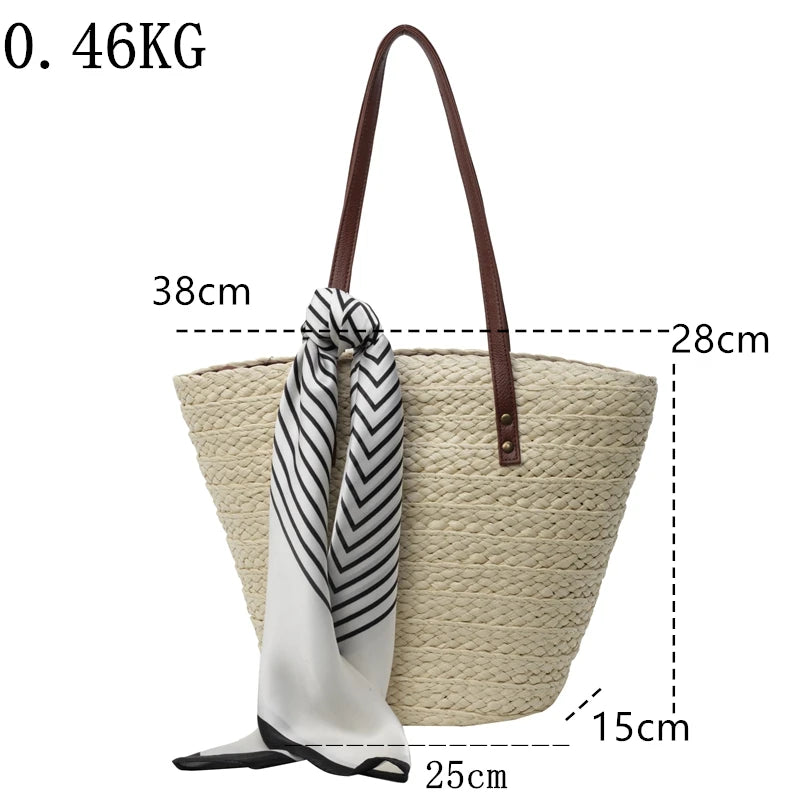 Bolso shopper de paja tejida para mujer