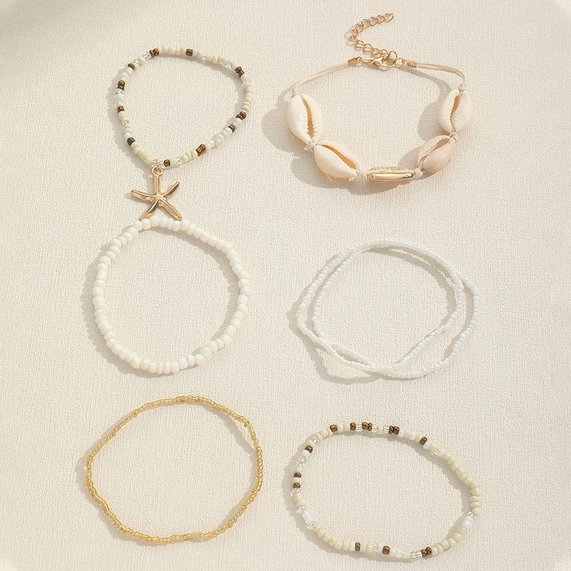 Ensemble de bracelets pendentif étoile de mer avec perles bohémiennes