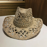 Chapeau de soleil en paille style cow-boy