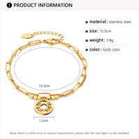 Gold multi-layer stainless steel bracelet for women.
