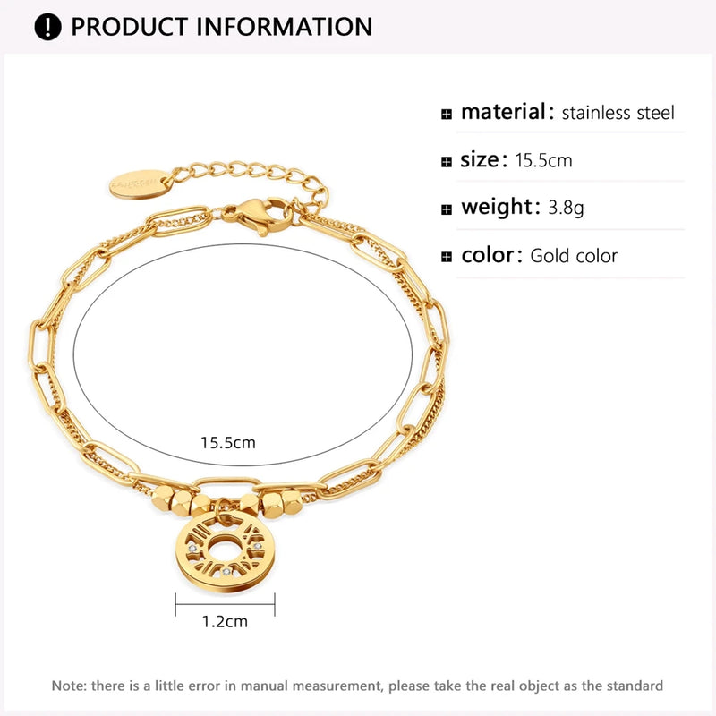 Gold multi-layer stainless steel bracelet for women.