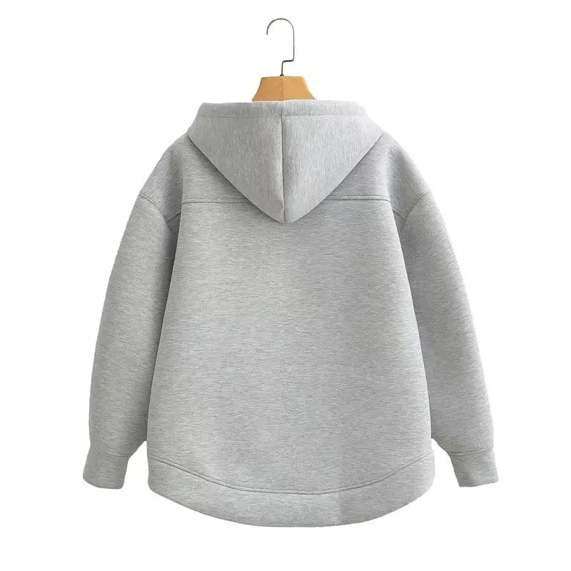 Sweat à capuche oversize zippé pour femmes avec poches doubles
