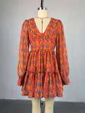 Robe Élégante à Imprimé Floral avec Col V