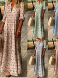 Robe Longue Femme Bohème Imprimée à Manches Longues