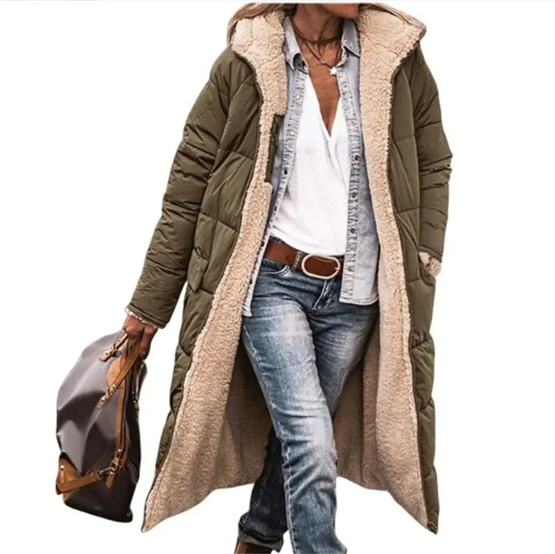 Manteau matelassé d'hiver réversible pour femmes