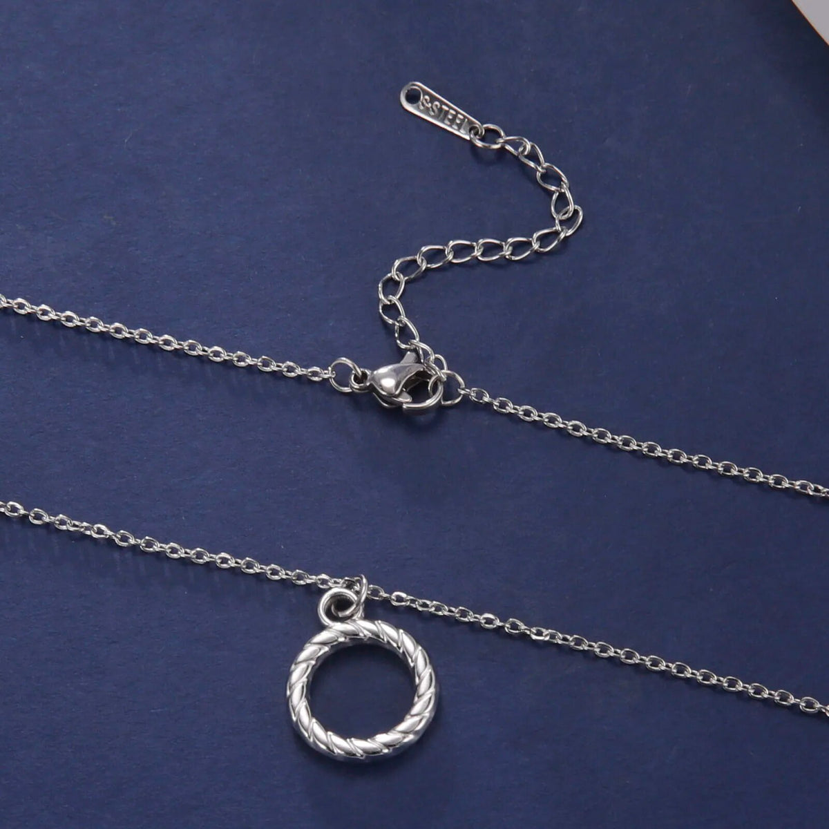 Minimalist Necklace with Round Pendant in Stainless Steel