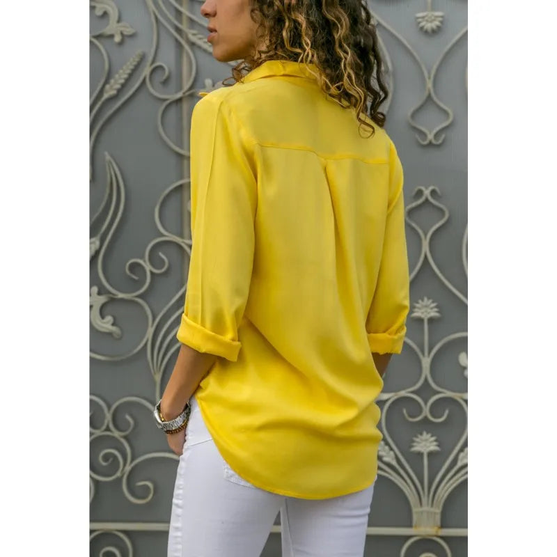 Chemise Femme Décontractée à Manches Longues couleur unie