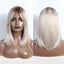 Perruque Bob Ombrée Blonde Moyenne avec Frange
