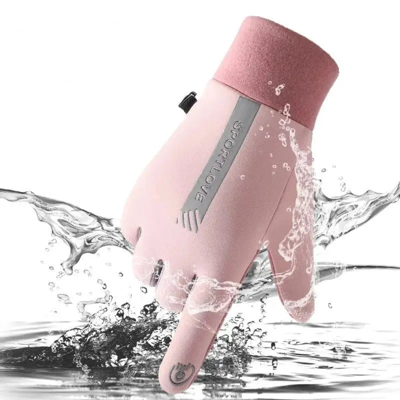 Gants Cyclisme Hiver Femme Thermiques Imperméables et Coupe-Vent Polyester