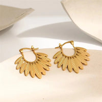 Boucles d'oreilles motif feuille en acier inoxydable