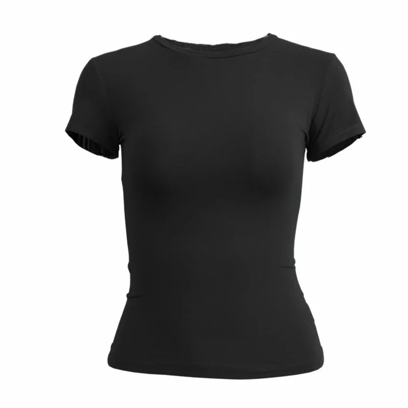 T-shirt Femme Slim Fit à Manches Courtes O-Neck Tricoté