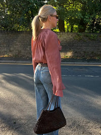 Blouse Oversize Élégante à Volants Manches Évasées pour Femme