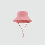 Chapeau bob femme rose pâle effiloché avec cordon, pour l'été