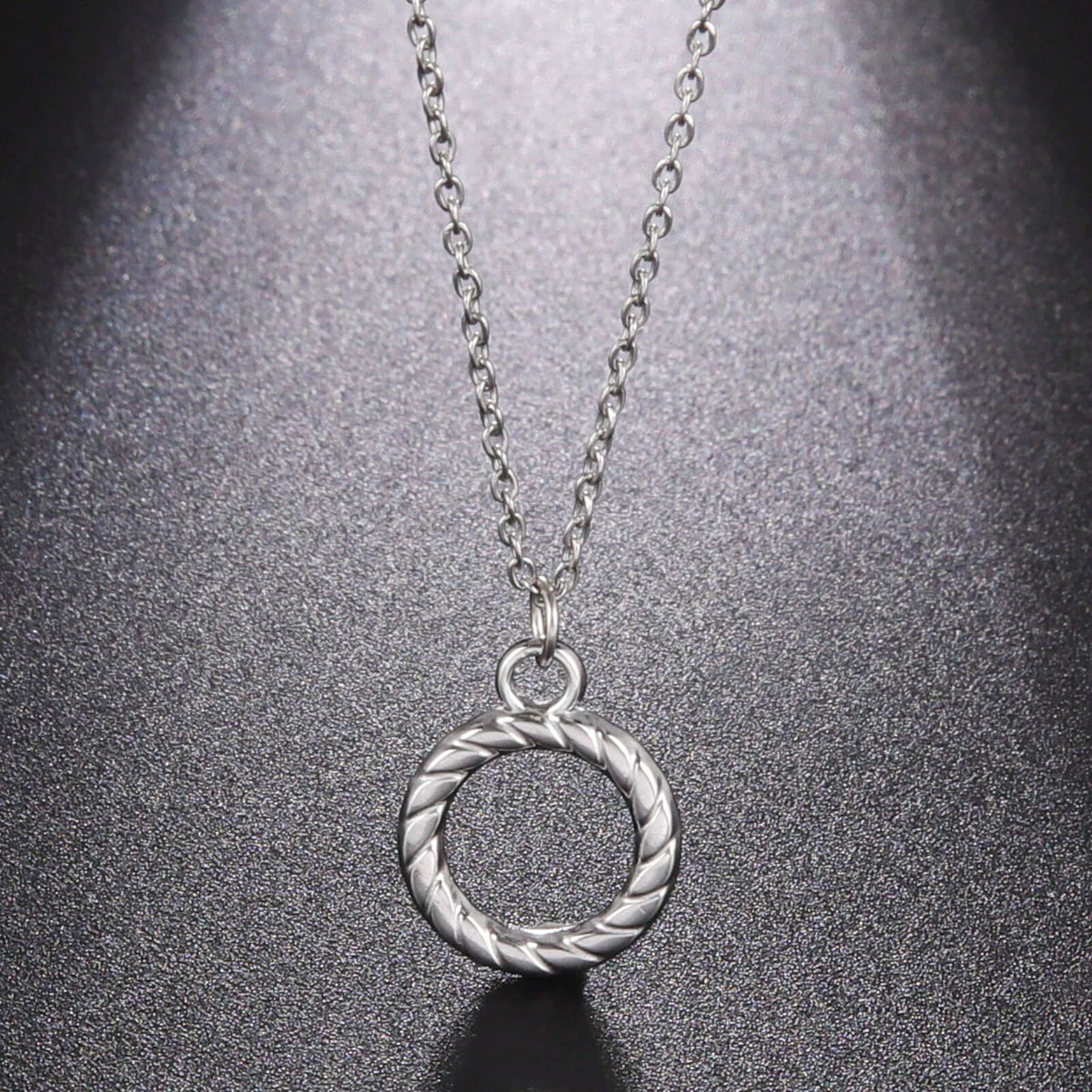 Minimalist Necklace with Round Pendant in Stainless Steel