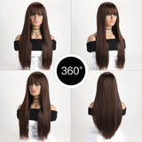 Perruque Synthétique Longue et Lisse Colorée