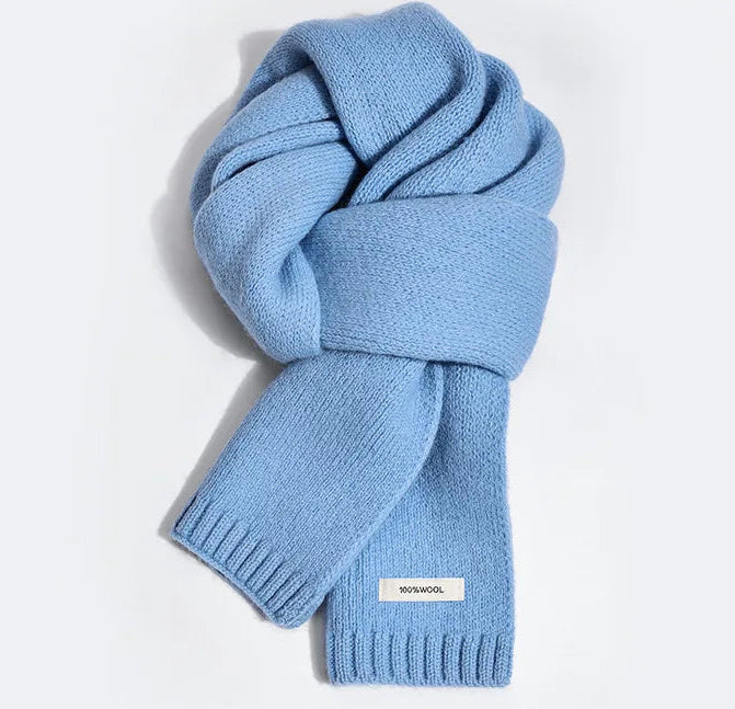Écharpe Femme en Laine Mérinos Style Minimaliste Tricotée Unie Hiver Chaud