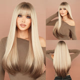 Perruque Longue Blonde Synthétique Densité 150 Pour Femme Cosplay