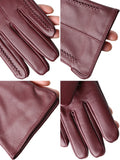 Gants Cuir Véritable Femme Hiver Fins Toucher Écran Doublure Velours Court