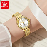 Vue latérale fine de la montre femme OLEVS dorée